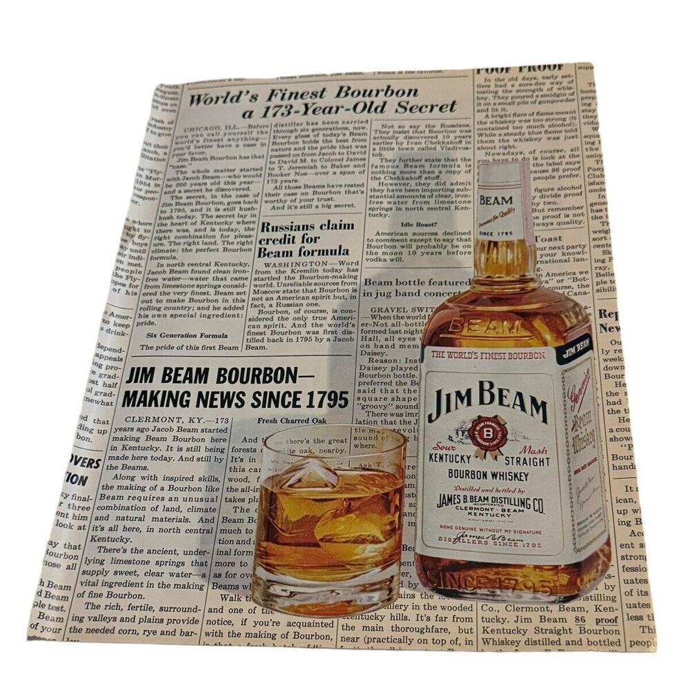 Jim Beam‎ Kentucky Straight Bourbon Whiskey Making News 1968 Vintage Print Ad
